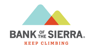 Bank of the Sierra Logo with three different colored mountains and text that reads "Bank of the Sierra. Keep climbing."